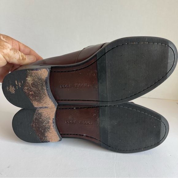 Men's Cole Haan Loafers Dress Shoes Size 10.5 Burgundy Leather Kiltie - Picture 5 of 10